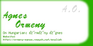 agnes ormeny business card